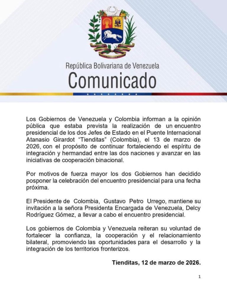 Colombia | Caracas y Bogotá aplazan reunión clave entre Delcy Rodríguez y Gustavo Petro en medio de incertidumbre diplomática