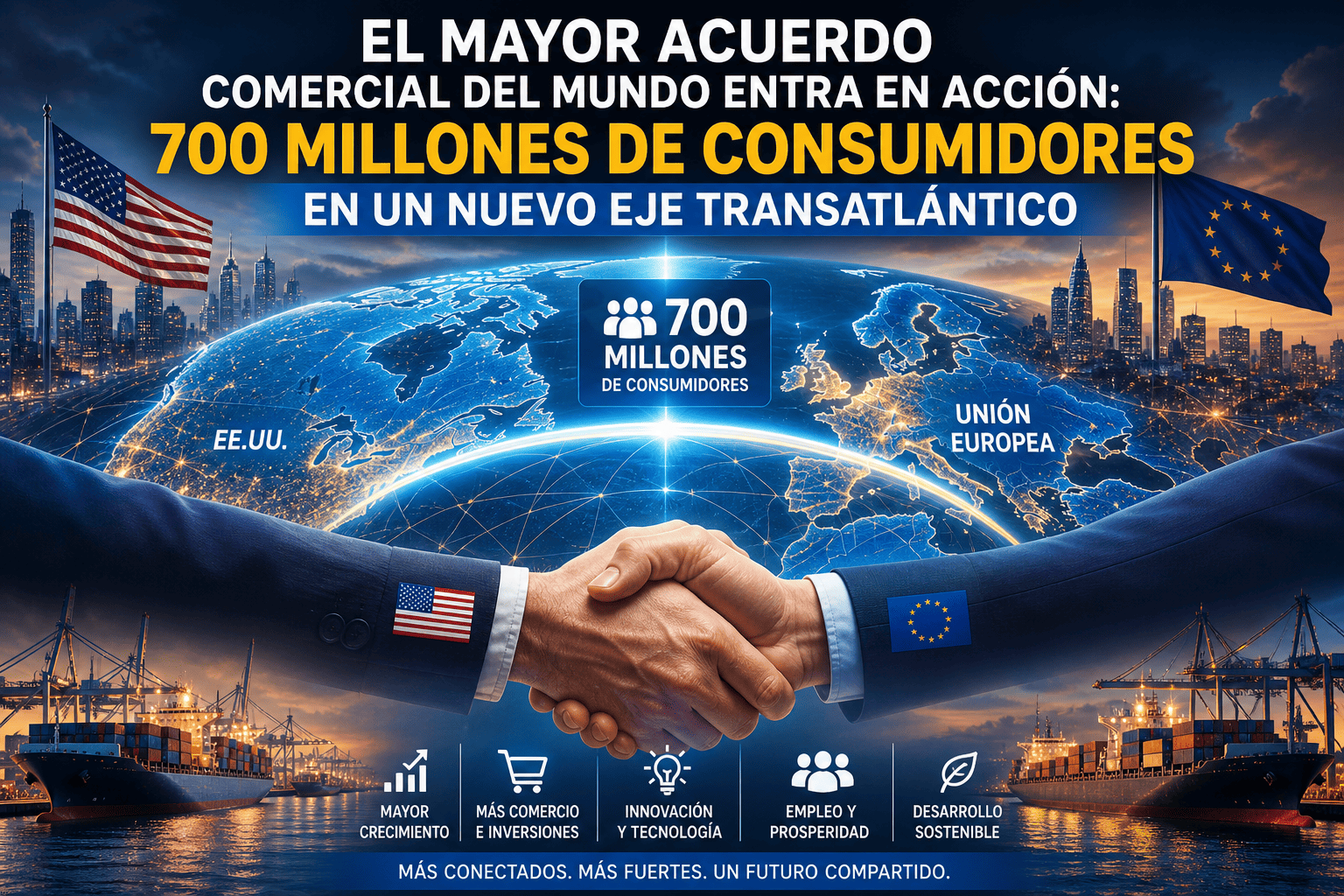 El mayor acuerdo comercial del mundo entra en acción: 700 millones de consumidores en un nuevo eje transatlántico