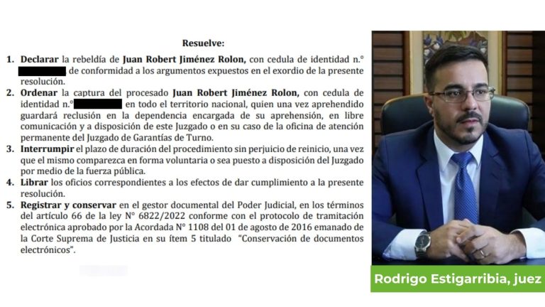 Caso Hugo Javier: declaran rebeldía y ordenan captura de Juan Robert Jiménez Rolón tras faltar a audiencia