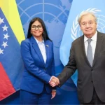 Delcy Rodríguez se reunió con António Guterres en la sede de la ONU