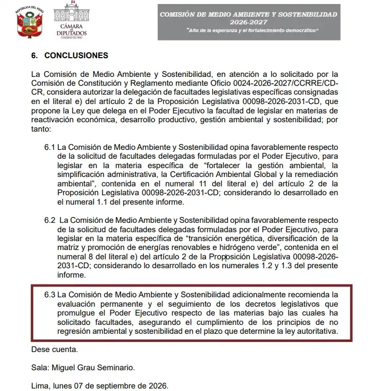 Diputadas de Obras por Lima ayudan al fujimorismo a validar facultades legislativas en desmedro del medio ambiente
