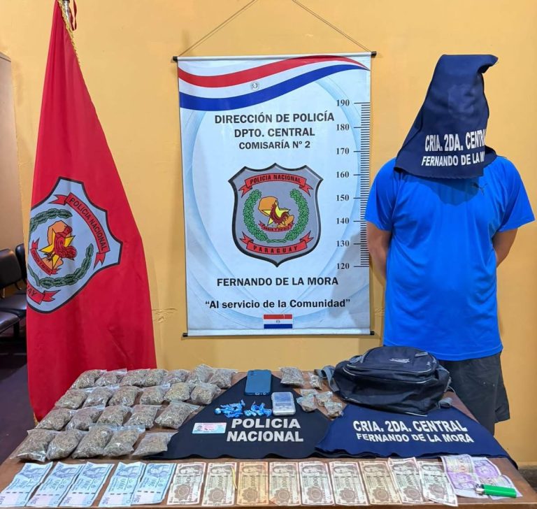 Fernando de la Mora: detienen a un hombre con marihuana y cocaína listas para distribución