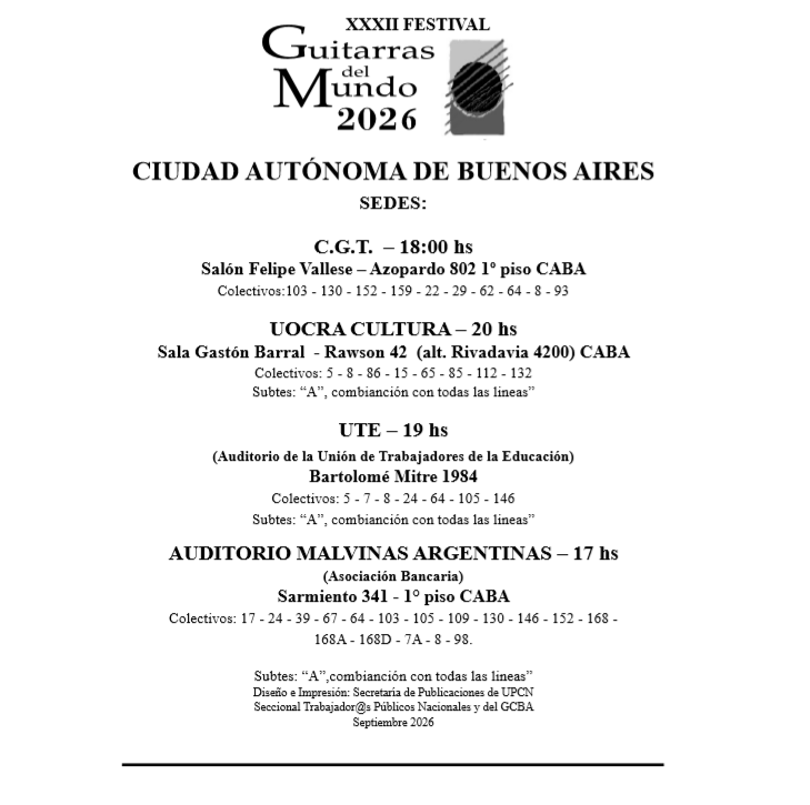 Festival Guitarras del Mundo: Del 23 de septiembre al 4 de octubre en todo el país