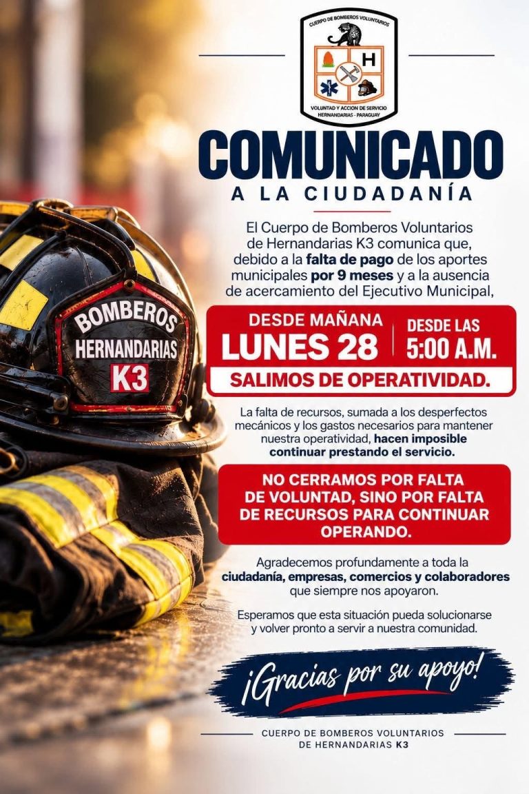 Hernandarias se queda sin bomberos por deuda de nueve meses