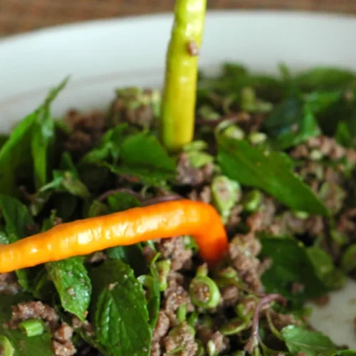 Larb (Laap): A Salada de Carne do Laos com Ervas e Arroz Torrado