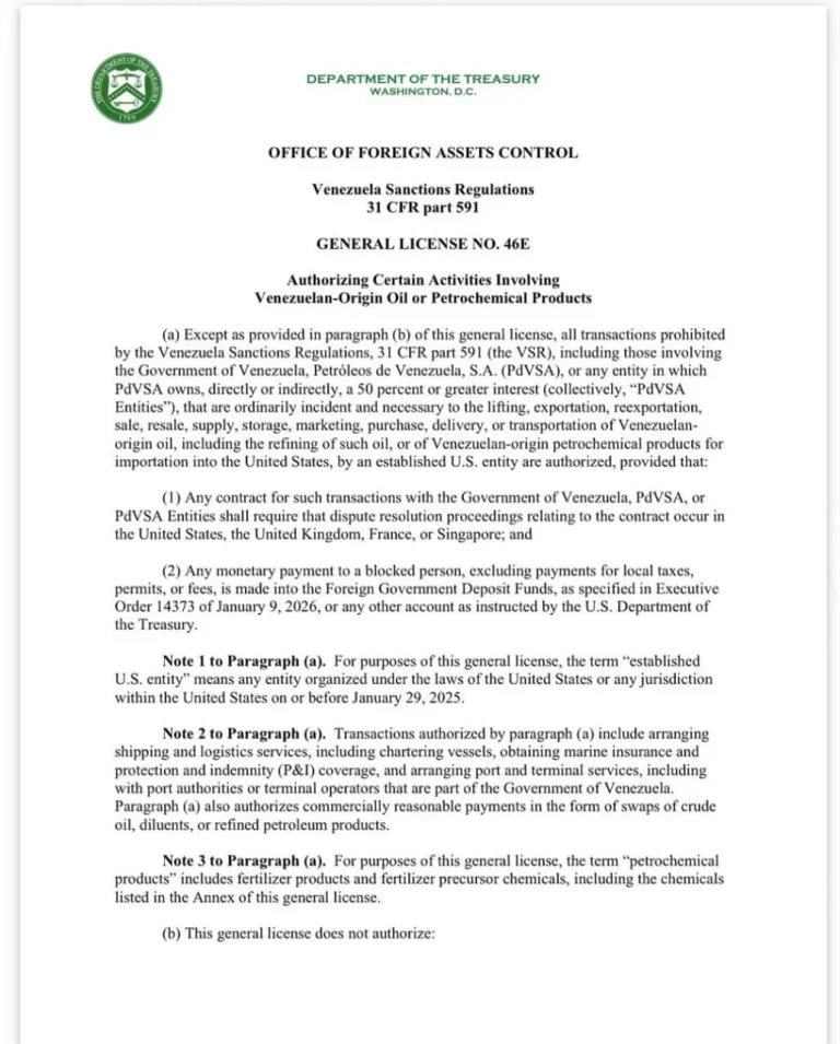 Ofac emite nuevas licencias para impulsar el sector petrolero y energético en Venezuela