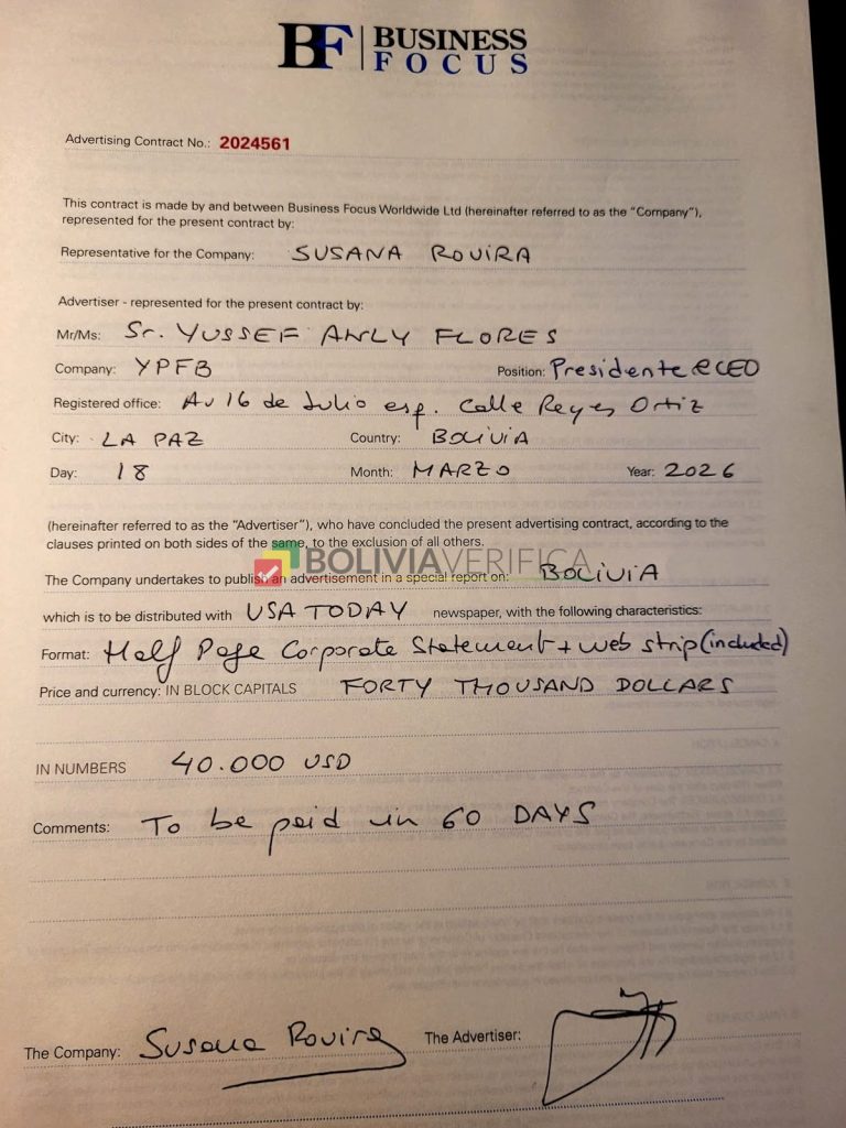 Falso: No se pagaron US millones por la separata de Bolivia publicada en USA Today