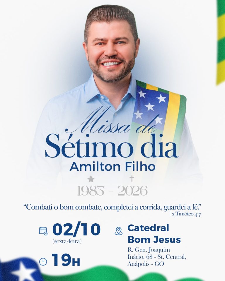 Missa de 7º dia de Amilton Filho será nesta sexta (2), em Anápolis